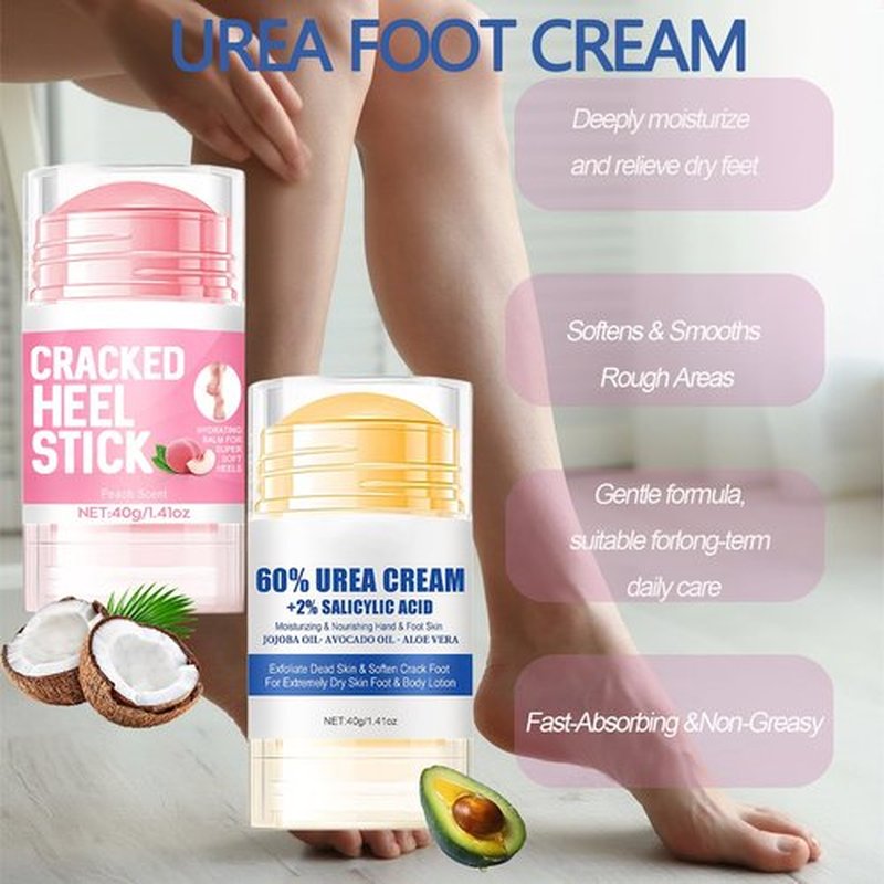 2Pcs Crack Feet Prevention Stick, Hydrating Heel Balm for Dry Cracked Feet,Moisturizing Foot Care Cream, Foot Balm Stick Intensive Repair Feets,Hands,Heels,Elbow and Knees and Softening Dry Skin