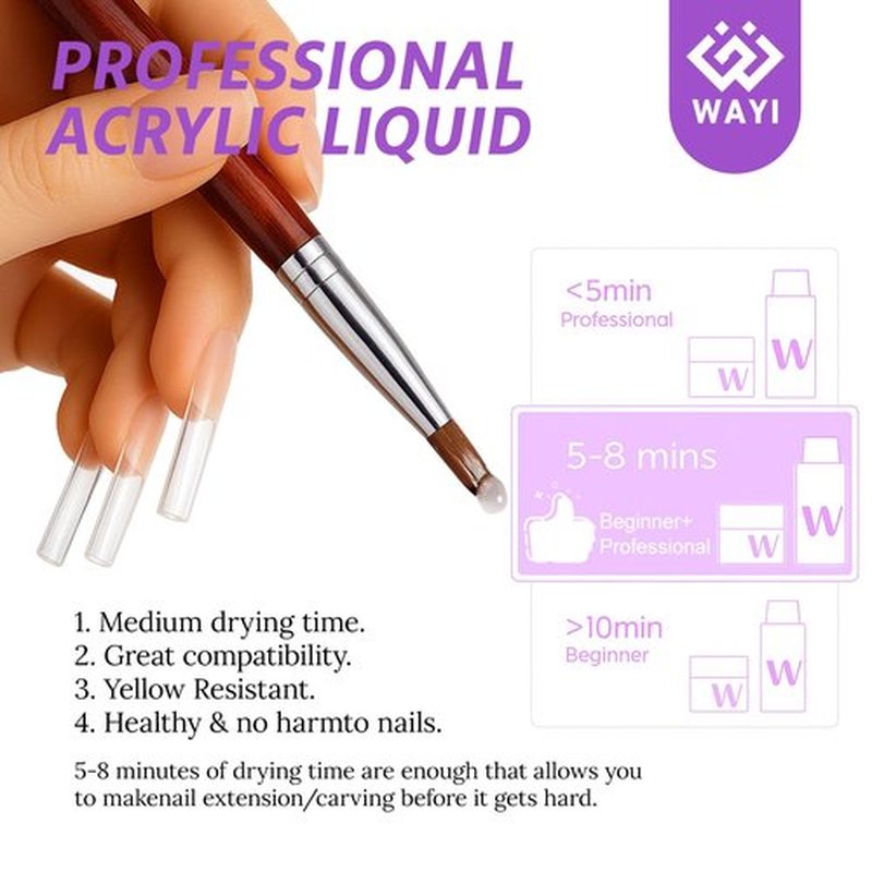 9Pcs Acrylic Nail Kit - 4Pcs Acrylic Powder (Pink, White, Clear, Nude) and Professional Acrylic Liquid Monomer set with Acrylic Nail Brush Nail Forms Glass Cup for Beginner kit