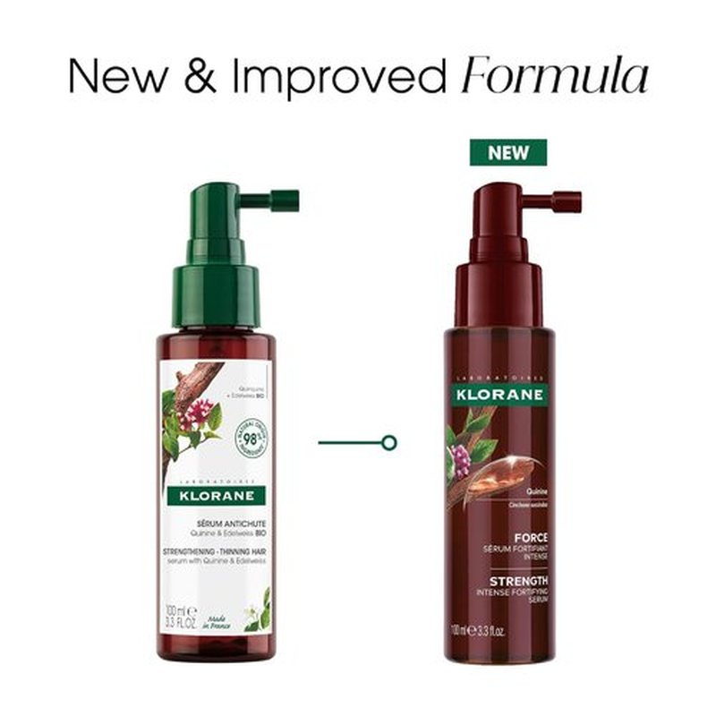 Klorane Intense Strengthening Serum with Quinine | Natural Hair Thinning Solution for Thicker, Healthier Hair | 3.3 fl. oz.