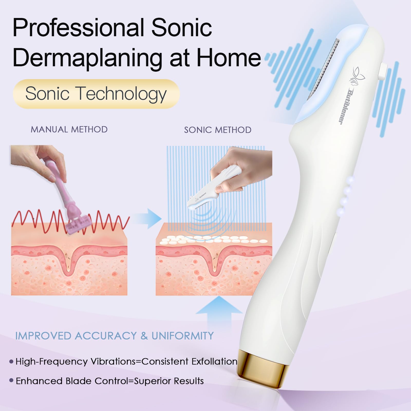 Butiblener Sonic Dermaplane razor for Women Face Blades