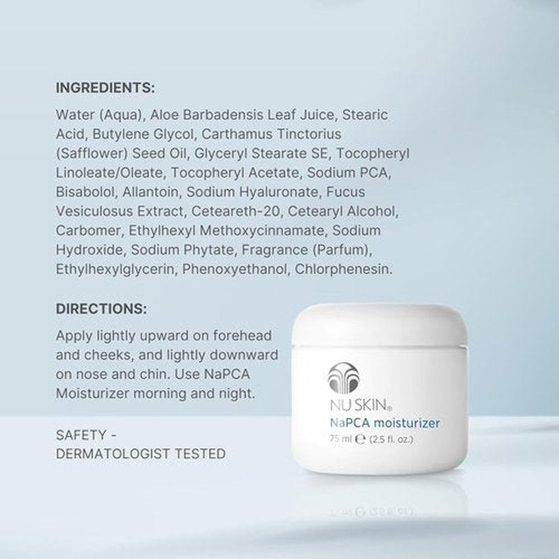 NuSkin NaPCA Moisturizer - Hydrating & Soothing Formula with Vitamin E & Aloe Vera | Non-Greasy, 2.5 fl. oz.