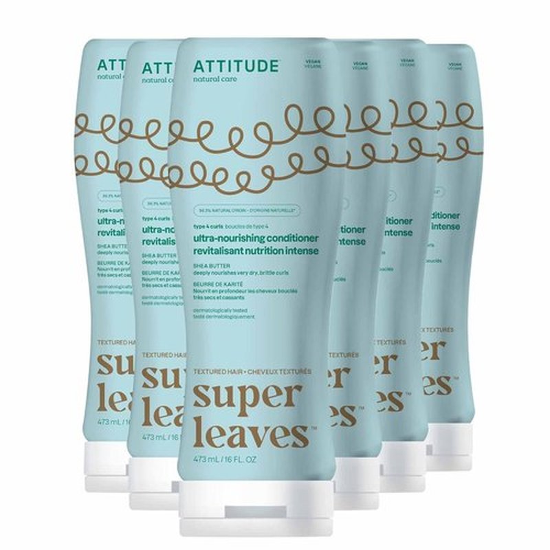 ATTITUDE Ultra-Nourishing Conditioner - Vegan Detangler for Curly Hair with Shea Butter | 16 Fl Oz (Pack of 6)