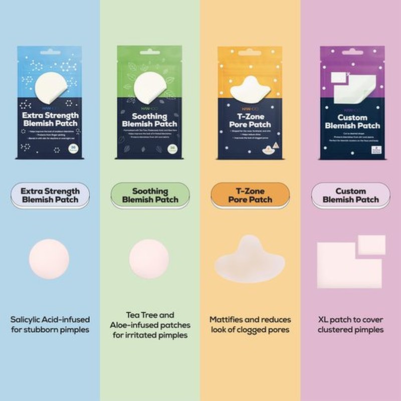 Hanhoo Soothing & Extra Strength Blemish Patch Bundle – Face & Body Acne Patches and T-Zone Pore Patches with Salicylic Acid, Tea Tree & Aloe, 90 Count