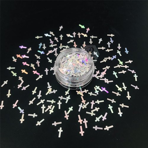 10g Pack - Sliver Cross Shape Glitter - Festival Rave Beauty Makeup Face Body Nail Art Tumbler Holiday DIY Decoration LB100
