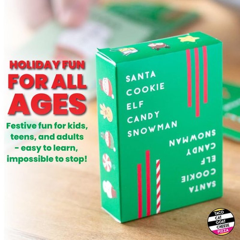 Taco Cat Goat Cheese Pizza - Santa Cookie Elf Candy Snowman Holiday Card Game | Fun for 2-8 Players, Perfect for Stockings & Gifts