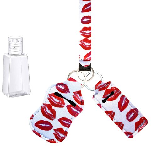 PUEZOKLY 40pcs Travel Bottles Keychain Set with Wristlet Chapstick Holders keychain Hand Sanitizer Holder Key chain with Empty Bottles