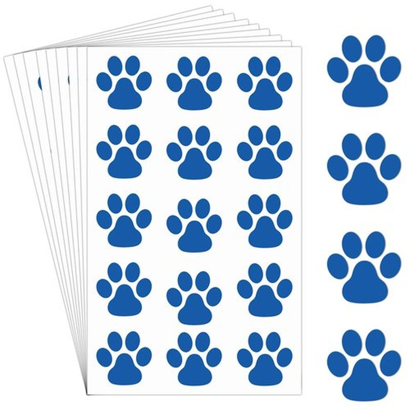 Harloon 20 Sheets 300 Pcs Paw Print Tattoos Temporary Paw Print Face Tattoos Dog Stickers Removable for Cheer Patrol Women Body Arm Foot(Blue)