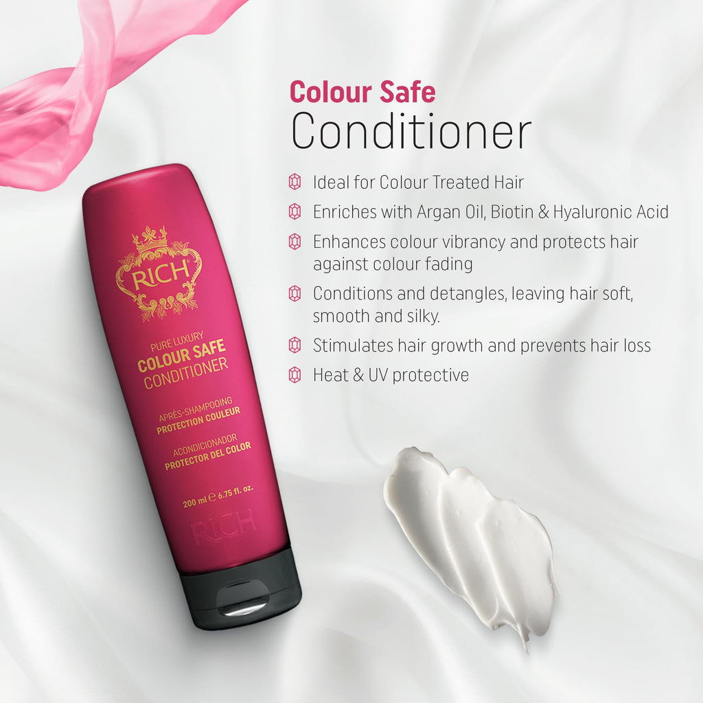 RICH Pure Luxury Conditioner for Color Treated Hair Protect - Color Safe, Paraben & Sulfate Free Conditioner in Argan Oil, Biotin, Hyluronic Acid - 6.75 Oz