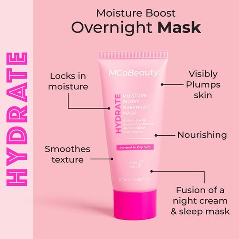MCoBeauty - Hydrate Moisture Boost Overnight Mask - Intensive Hydration and Skin Rejuvenation - Ceramides, Hyaluronic Acid, Glycerin and Centella Asiatica - Restores and Smooths While You Sleep