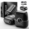 Welclux Rechargeable Electric Razor for Men: Mini Foil Shavers for Men with 4 Floating Blades - Dual-Speed & LED Display, 120Min Runtime, IPX7 Waterproof Face Shaver, USB-C