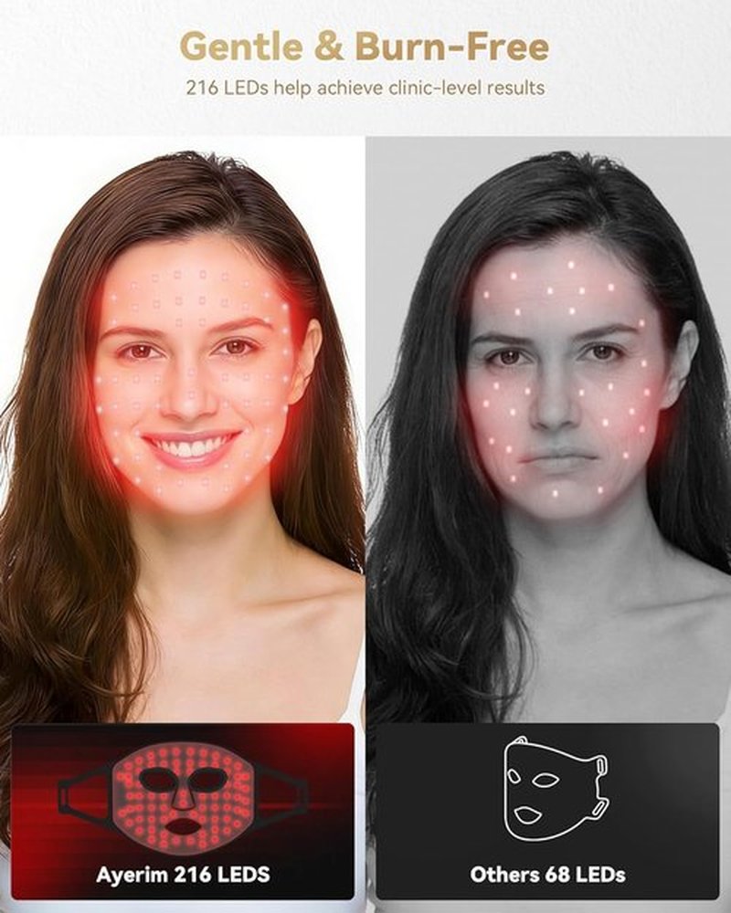 Skiennix Red Light Mask - Rechargeable Infrared Therapy Mask with 3 Custom Modes for Home Use