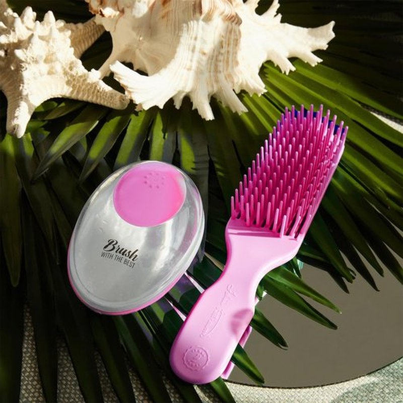 Felicia Leatherwood Pink Detangler Brush - Pain-Free Tangle Tamer for Kinky, Curly & Wavy Hair