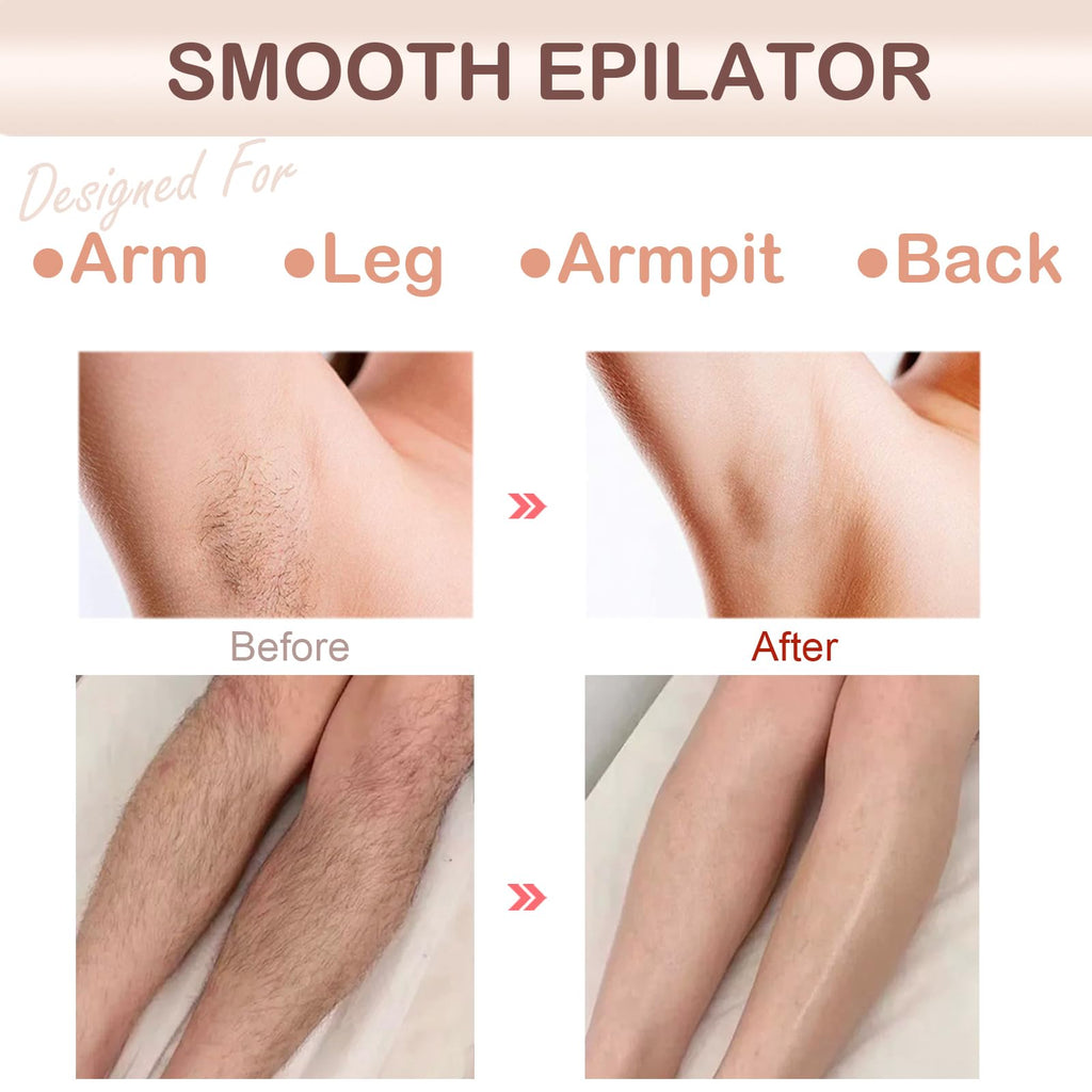 Epilators Hair Removal for Women - Smooth Glide Epilator and Removal 2-in-1 - Mini Size Epilating Plucker for Face Armpits Back Portable Smooth Skin Hair Free Epilation System (White)