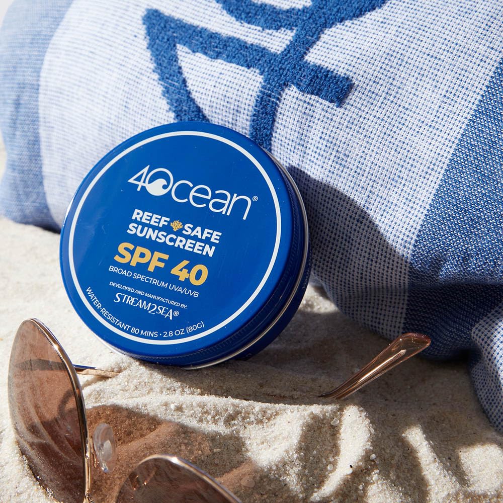 4ocean Reef-Safe Sunscreen SPF 40 - Broad Spectrum UVA/UVB Protection - Ocean-Friendly, Water-Resistant, Non-Nano Zinc Oxide Formula - 2.8 oz (Each tin funds removal of 1 pound of trash)