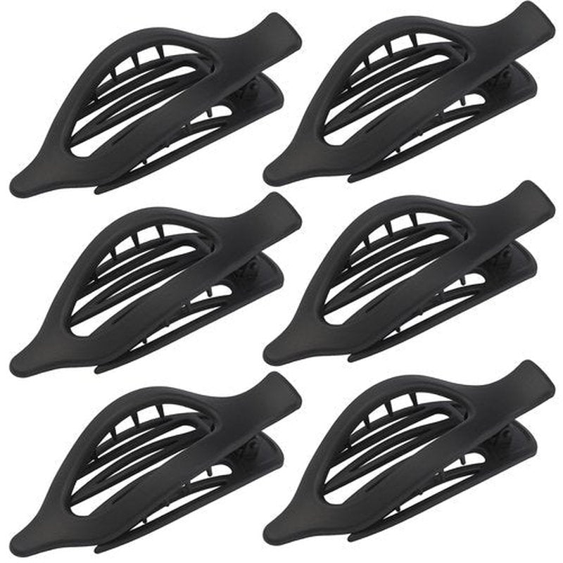CHANDAT Flat Hair Clip 6 pcs Lay Down Claw Clips Hair Accessories for Women (Black)