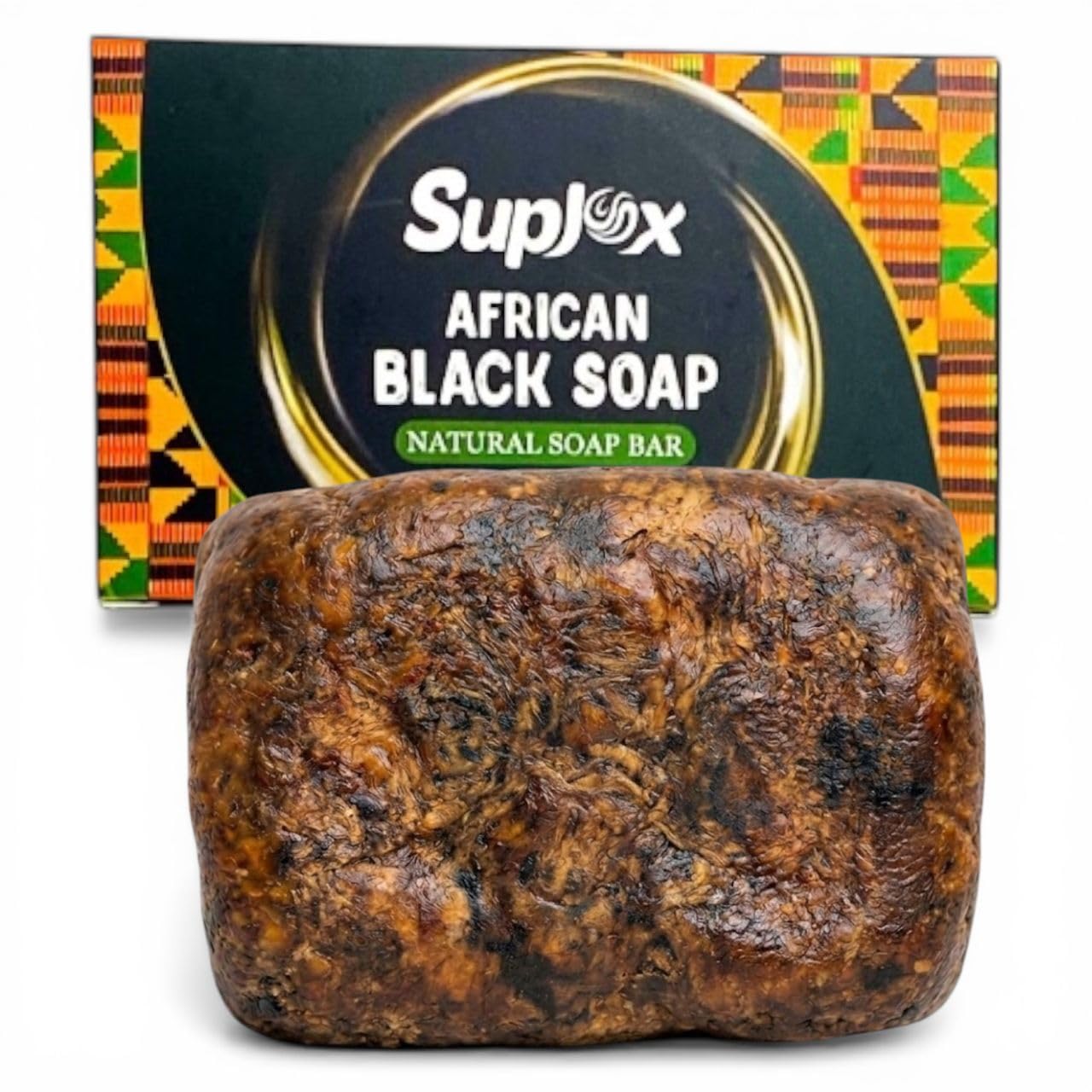 Suplox African Black Soap Bar – African Soap for oily Skin, Ghana Black Face & Body Wash | Face and Body moisturizing cleanser 1 Count.