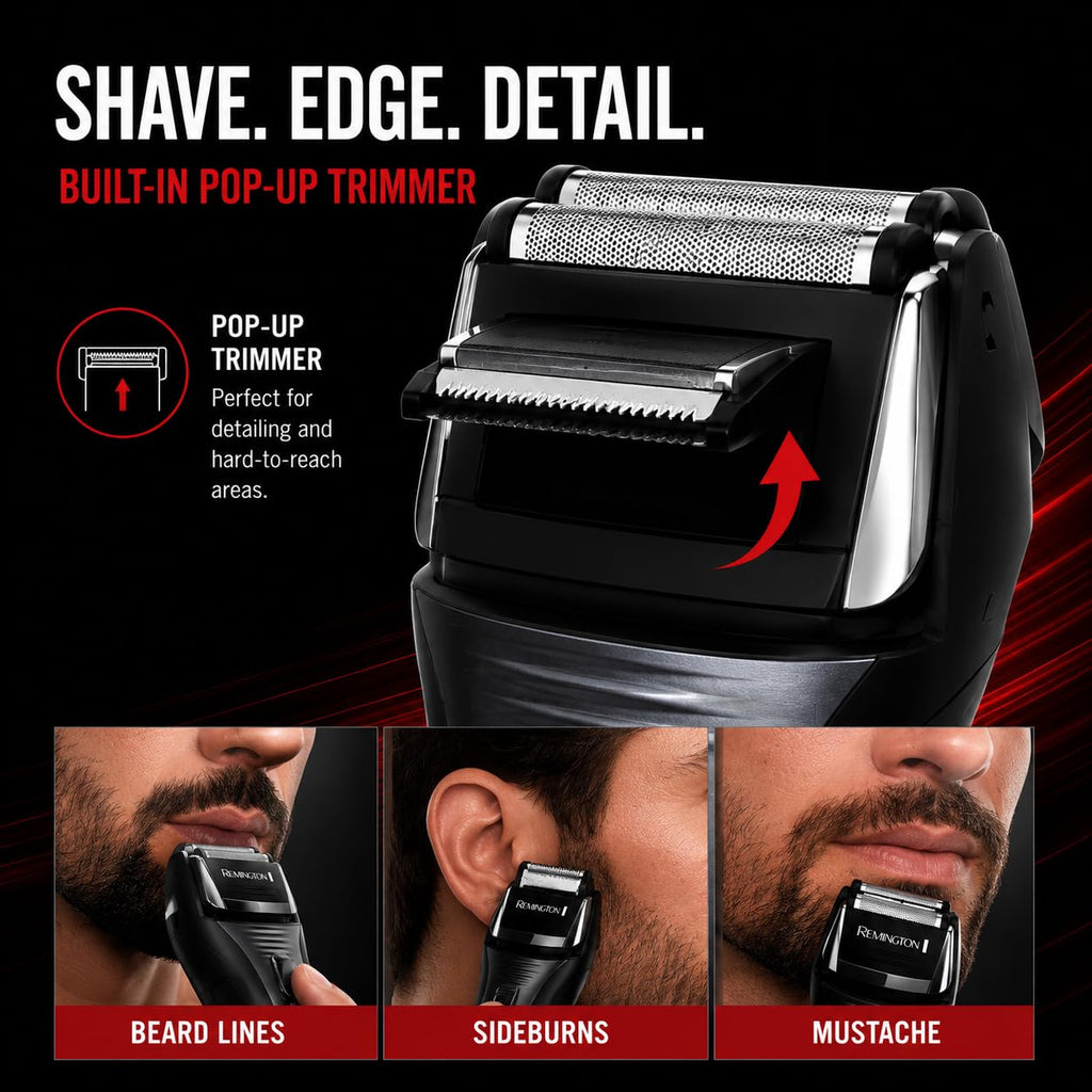 Remington F5 Power Series Foil Shaver, Electric Razor for Men, Cordless Rechargeable with Pop Up Trimmer, Pivot & FlexFoil Technology, Lightweight Handheld Design, Black