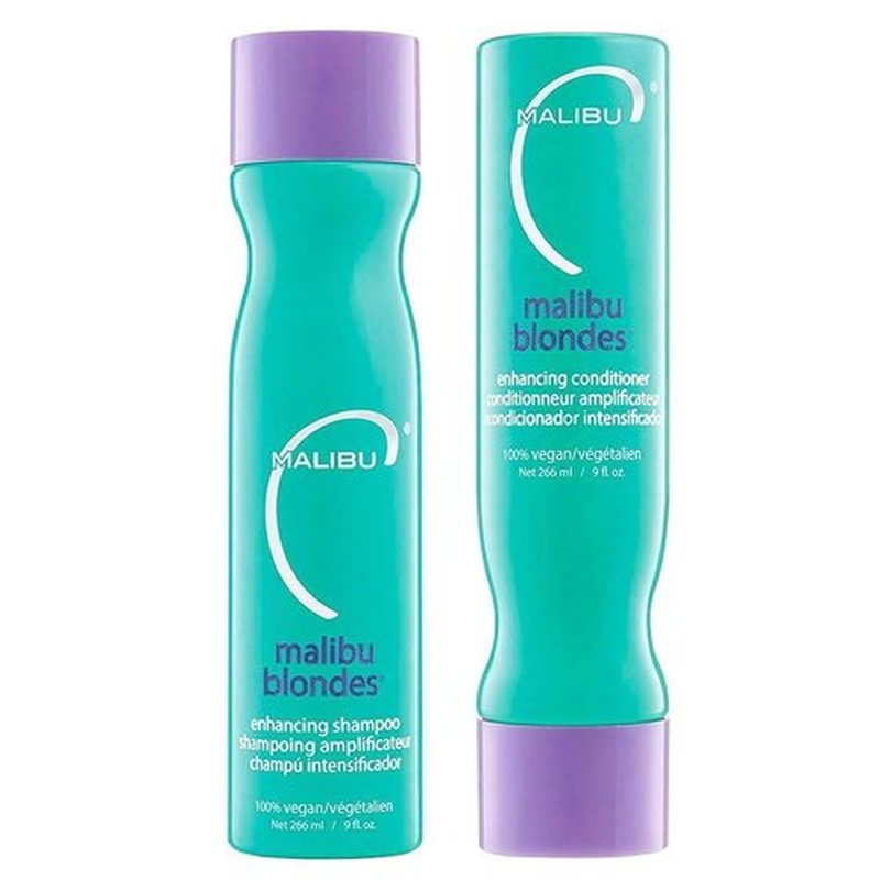 Malibu C Blondes Enhancing Shampoo & Conditioner Set - Moisturizing Purple Formula for Blonde Hair | 9 oz
