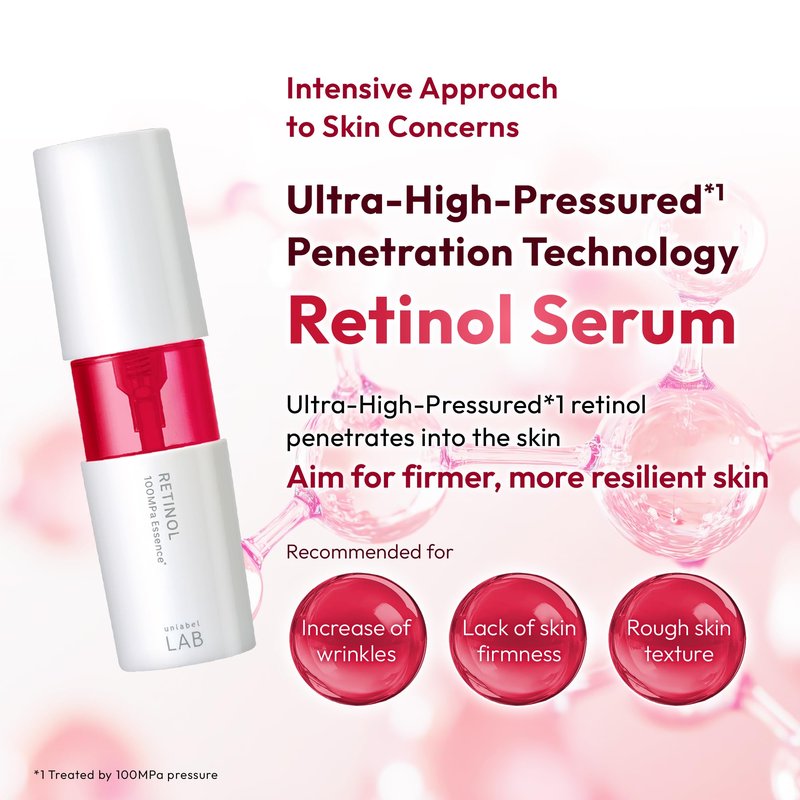 unlabel LAB Retinol Serum, Ultra-High-Pressured Retinol, Facial Essence for Wrinkles & Fine Lines, Fragrance Free, Made in Japan, J-beauty, 50mL
