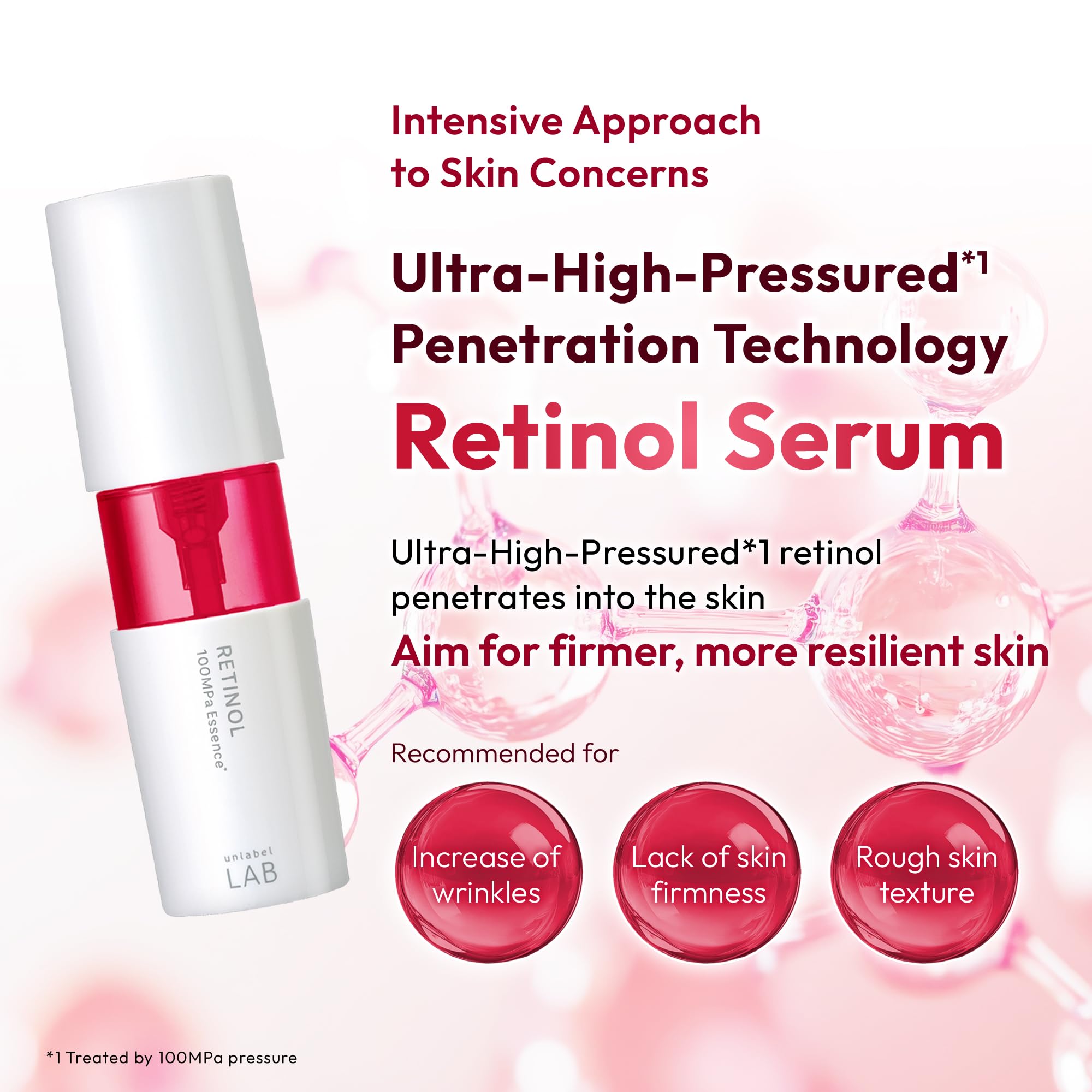 unlabel LAB Retinol Serum, Ultra-High-Pressured Retinol, Facial Essence for Wrinkles & Fine Lines, Fragrance Free, Made in Japan, J-beauty, 50mL