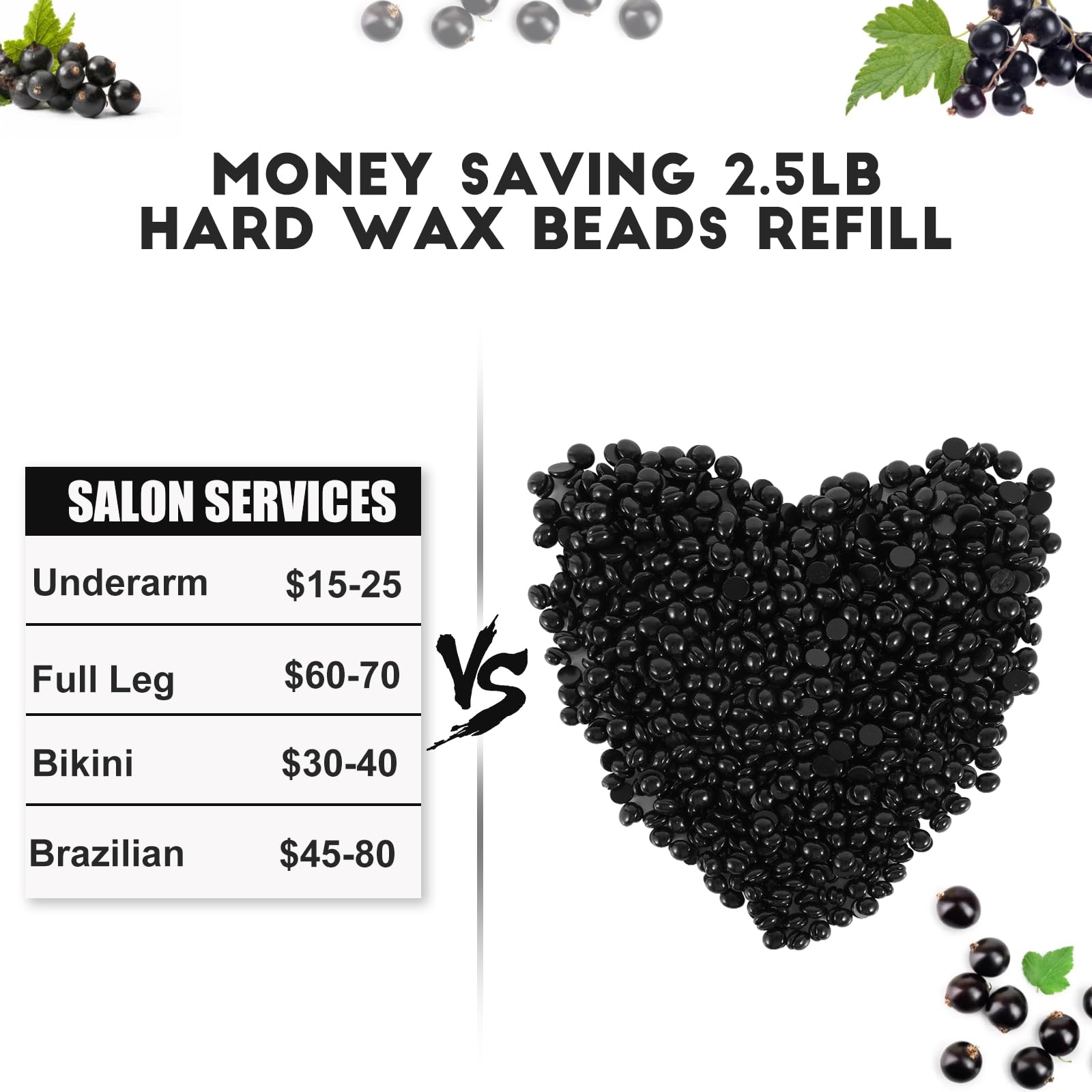 3.3lb Bulk Hard Wax Beads, Professional Waxing Bead for Brazilian, Bikini, Body, Face, Arms, Legs, Back, Chest, Coarse Hair Hair Removal, Scented Stripless Wax beans, 50 Wooden Sticks