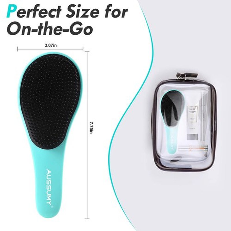 Aussumy 2 Pack Detangling Hair Brush - Detangler Hairbrush with Ultra Soft Bristles for Effortless Tangle Removal - For Dry Wet Damaged Curly Hair for Men Women Girls Boys Kids - Black & Green