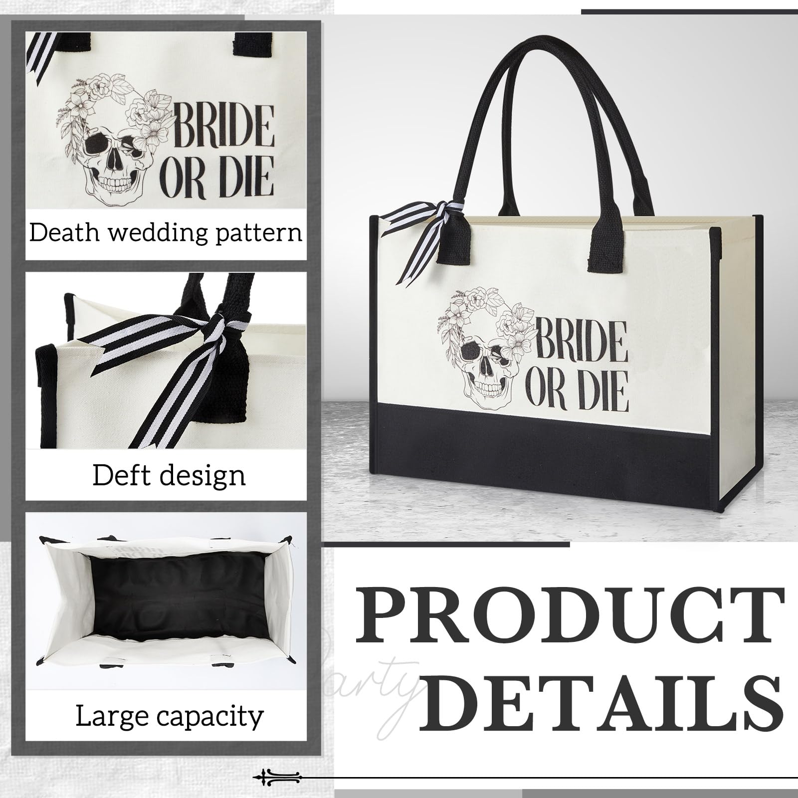 Cosblank 4 Pcs Bride Gifts for Bridal Shower – Bride or Die Bachelorette Gift Set, 20oz Stainless Steel Tumbler, Canvas Tote Bag, Makeup Pouch & Cozy Bridal Slippers, Wedding Morning Gift