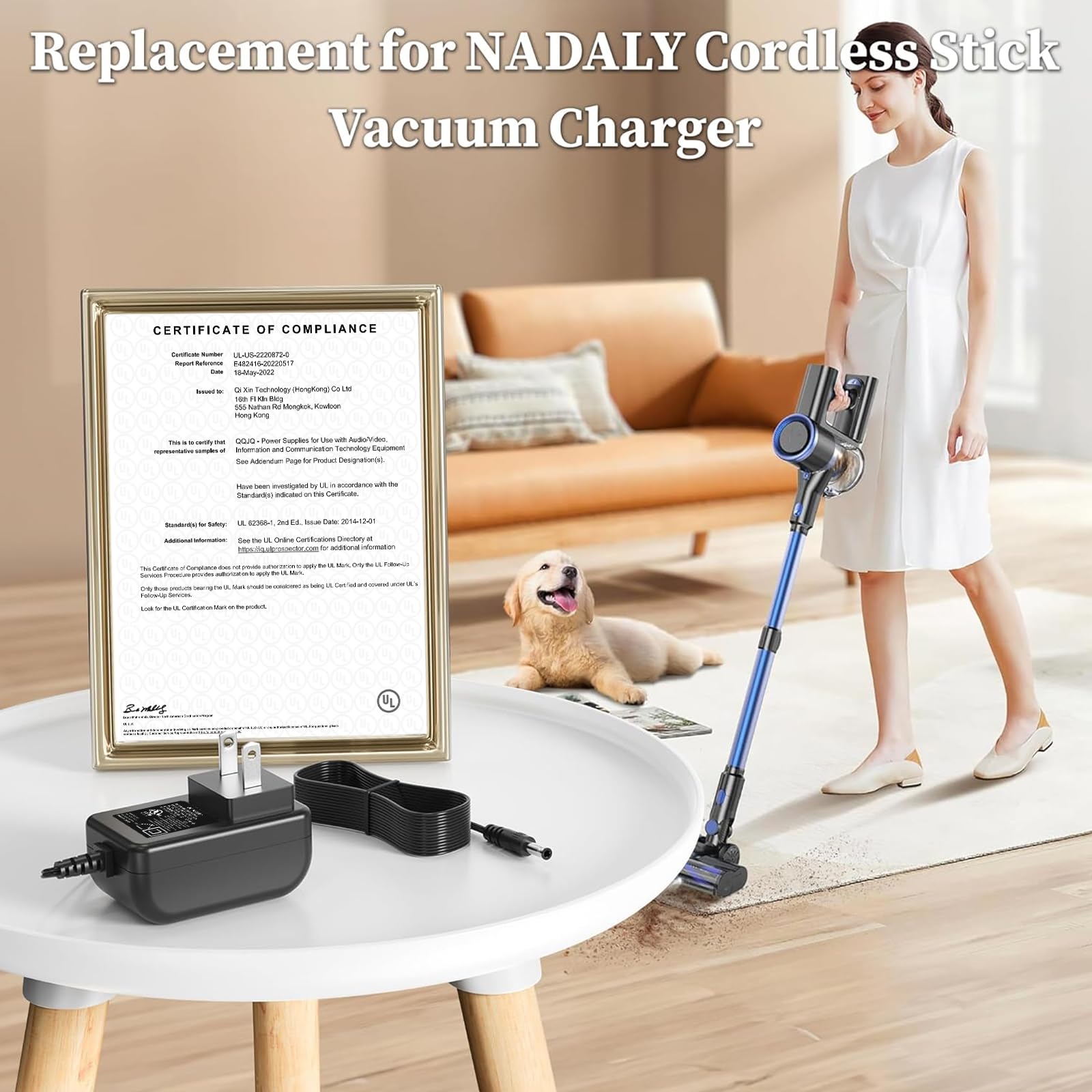 26V Charger Replacement for elezon, for Nioga, for Ciogu, for NADALY Vacuum Cleaner Power Supply for 22.2V Lithium Ion Battery Cordless Stick Vacuum AC Adapter 500mAh Power Cord
