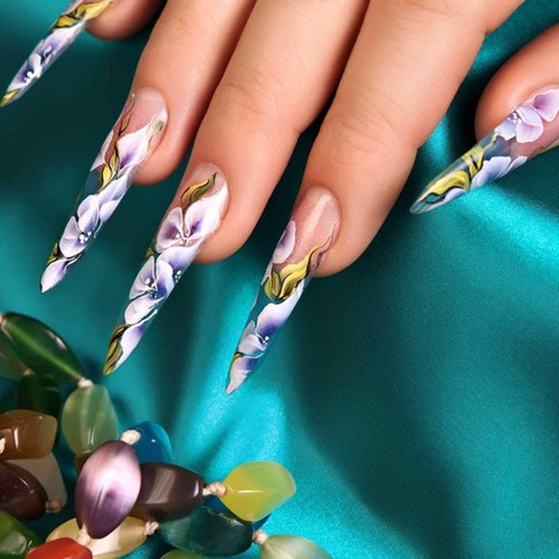 1200 Pieces Stiletto Nail Tips Clear Long Fakes Nails Half Cover False Nail Tips for Acrylic Nails