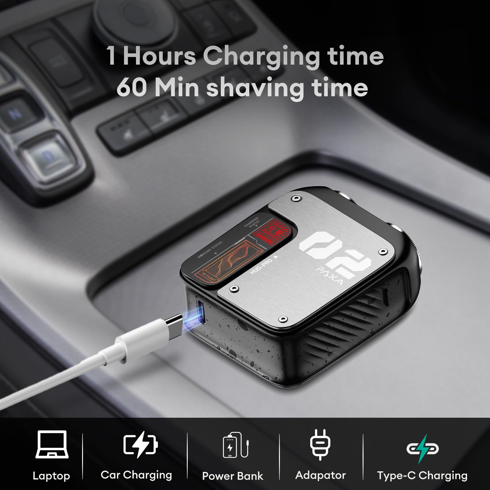 PAXA Mini Portable Electric Shaver,9000Rpm Mens Electric Shaver,IPX7 Waterproof Wet & Dry Dual-Head Rotary Cordless Travel Shavers for Shaving Face,USB-C Rechargeable for Home, Car, Travel(White)