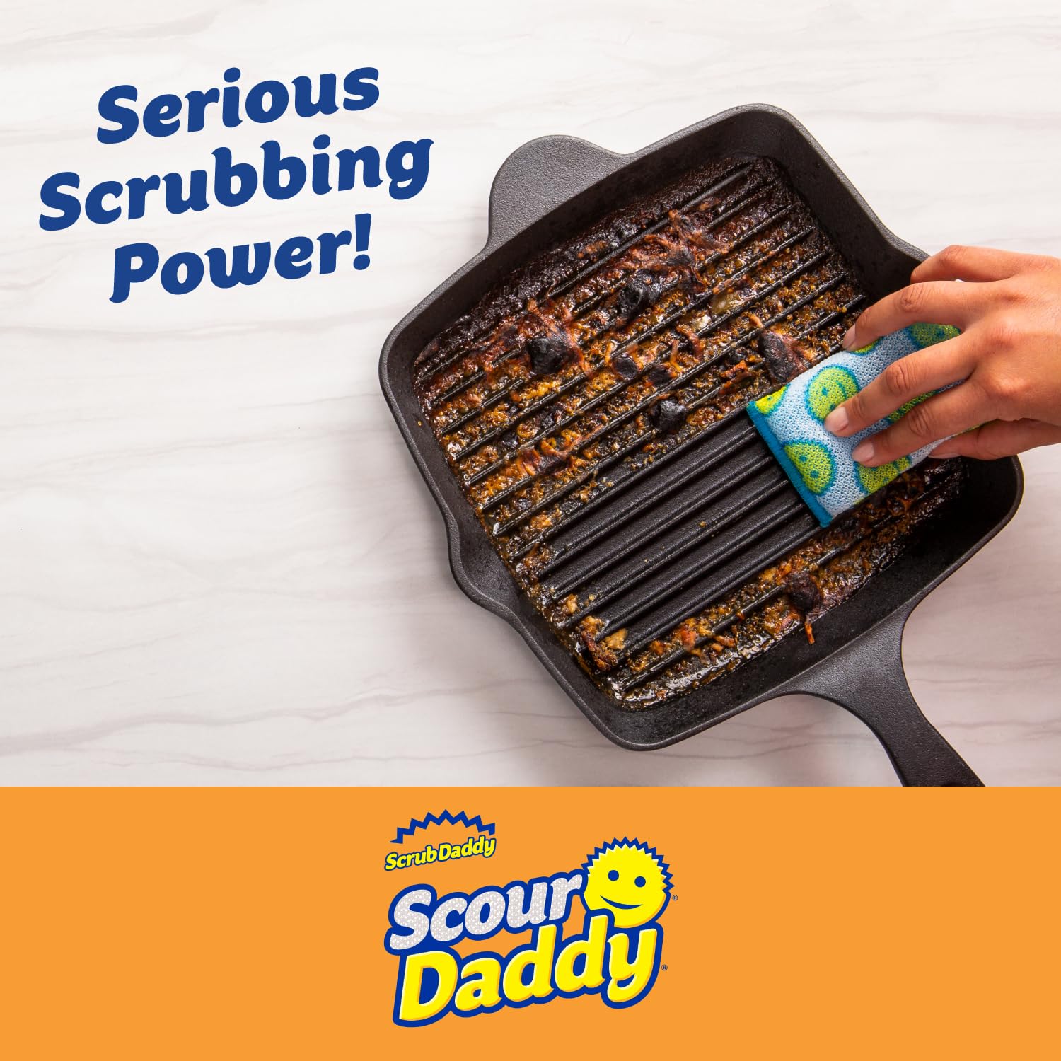 Scrub Daddy Deep Clean Kit - Scour Daddy Scour Pads (3ct), Steel Scrubbing Sponges (2ct) & Tangerine Multi Surface Cleaner (2ct) - Kitchen + Household Cleaning Supplies Pack (7 Pieces Total)