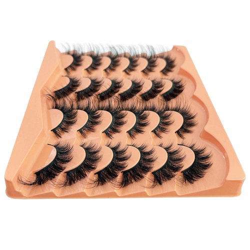 Cat Eye Lash Manga False Eyelashes Strip Lashes Wispy Fake Eyelash Volume Thick 18mm Long Mink Fluffy Fox Eyelashes Natural Look Spikes Anime Lashes 12 Pairs Pack