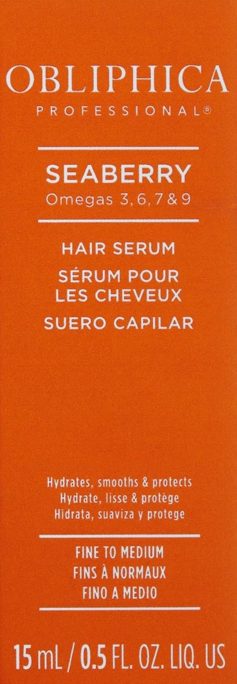 Obliphica Seaberry Leave-In Hair Serum - Nourishing Formula for Frizz-Free Fine & Medium Hair - 0.5 Fl Oz