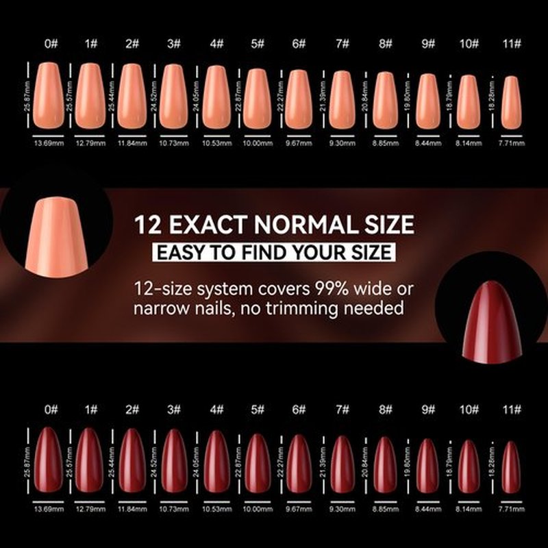 U-LIAN Press on Nails Short, 2 Shapes 576PCS Fake Nail, Almond Square and Medium Coffin Glossy Press on Nails Kit, 24 Packs Full Cover Press On with Glossy Designs For Women Girls