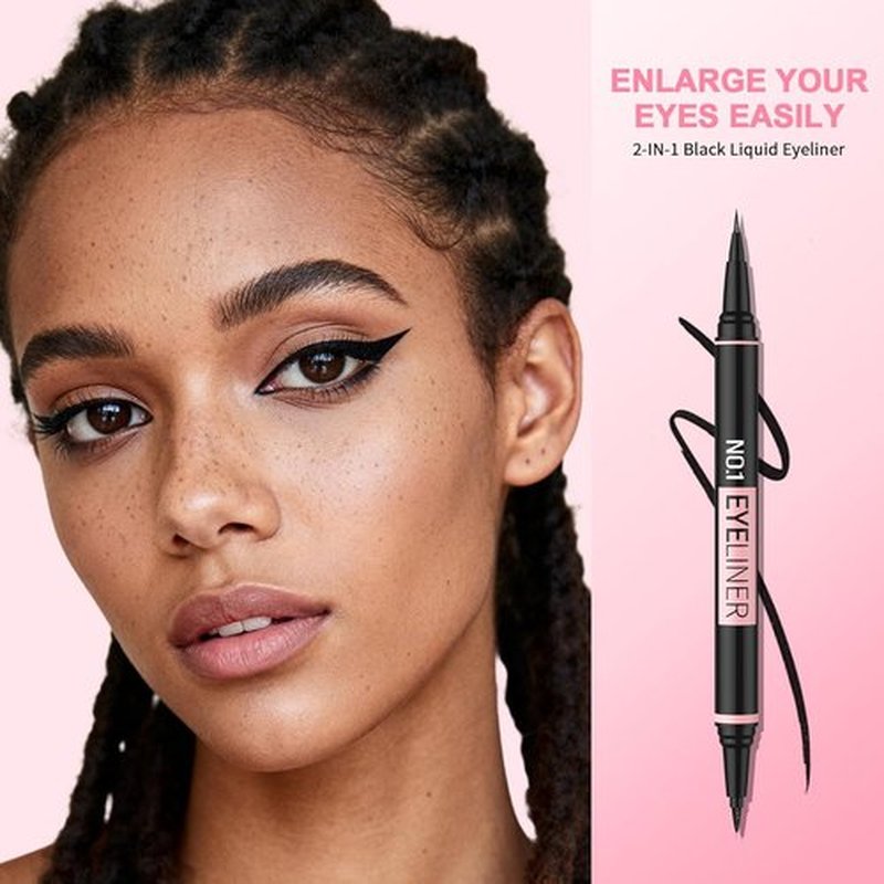 iMethod Liquid Eyeliner - Waterproof 2-in-1 Dual-Ended Liner with Precise Brush & Thick Tip | Black Matte Finish, Long-Lasting, Smudge-Proof