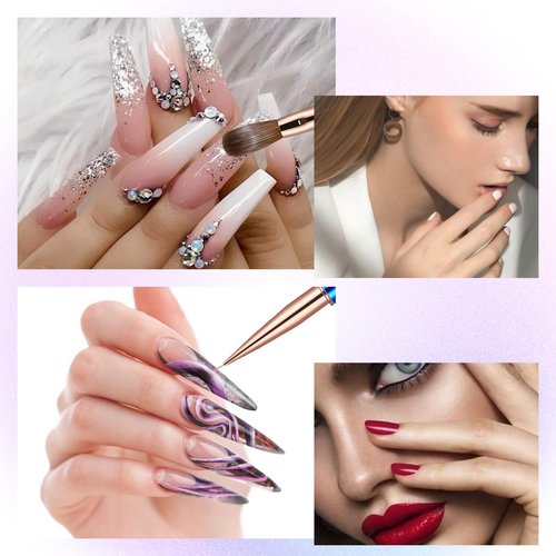 KEMEISI 2PCS Nail Brushes - Oval Shaped Professional Acrylic Design Tools - Kolinsky Nail Art Brushes for Manicure DIY