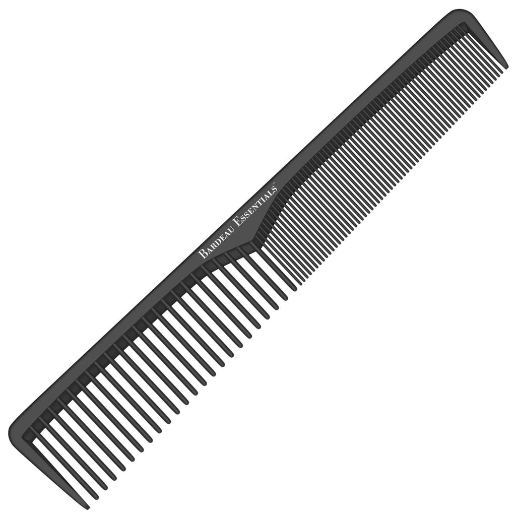 Bardeau Essentials Professional 7 Inch Black Carbon Fiber Anti Static Chemical And Heat Resistant Comb For All Hair Types | Fine and Wide Tooth Comb For Men and Women