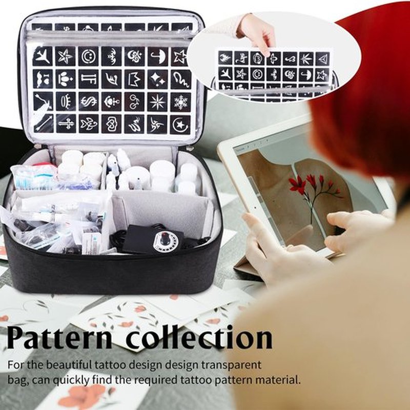 Tattoo Carrying Case Tattoo Supplies Organizer Tattoo Kit Case for Tattoo Equipment Portable Tattoo Supplies Travel Storage Bag for Tattoo Stencil Printer, Tattoo Ink, Tattoo Equipment, Bag Only