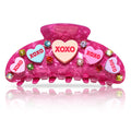 Valentines Hair Claw for Women Large Pink acetic acid Embellish Conversation candy heart hair claw Clips Valentines Hair Accessories Gifts