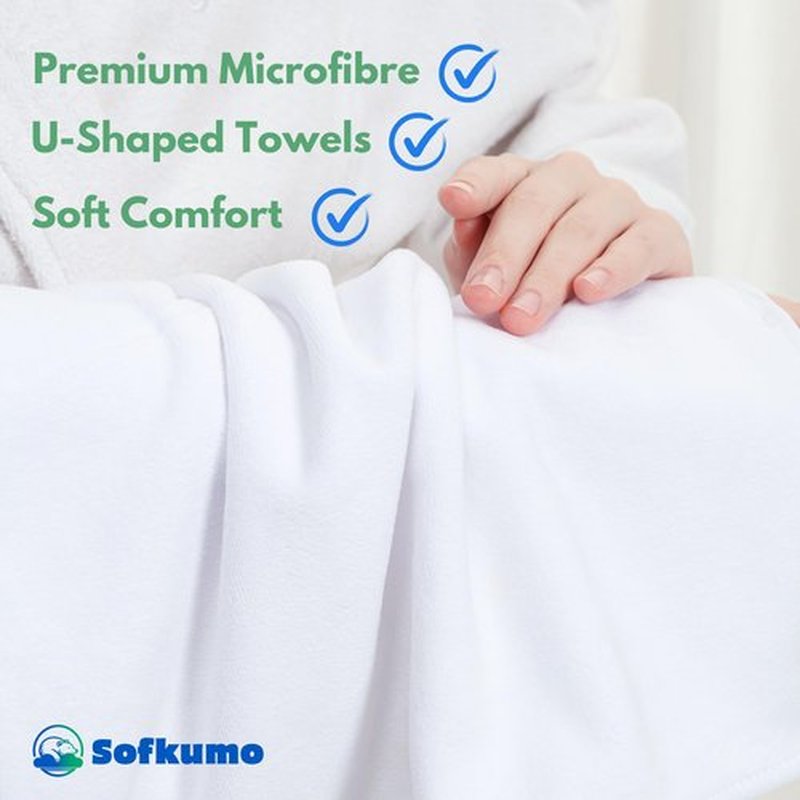 Sofkumo Microfiber Facial Towels for Estheticians - Set of 5 Spa Face Towels for Women, Professional Esthetician Supplies and Esthetician Essentials, Extra Soft, Large U Shaped Massage Spa Towels