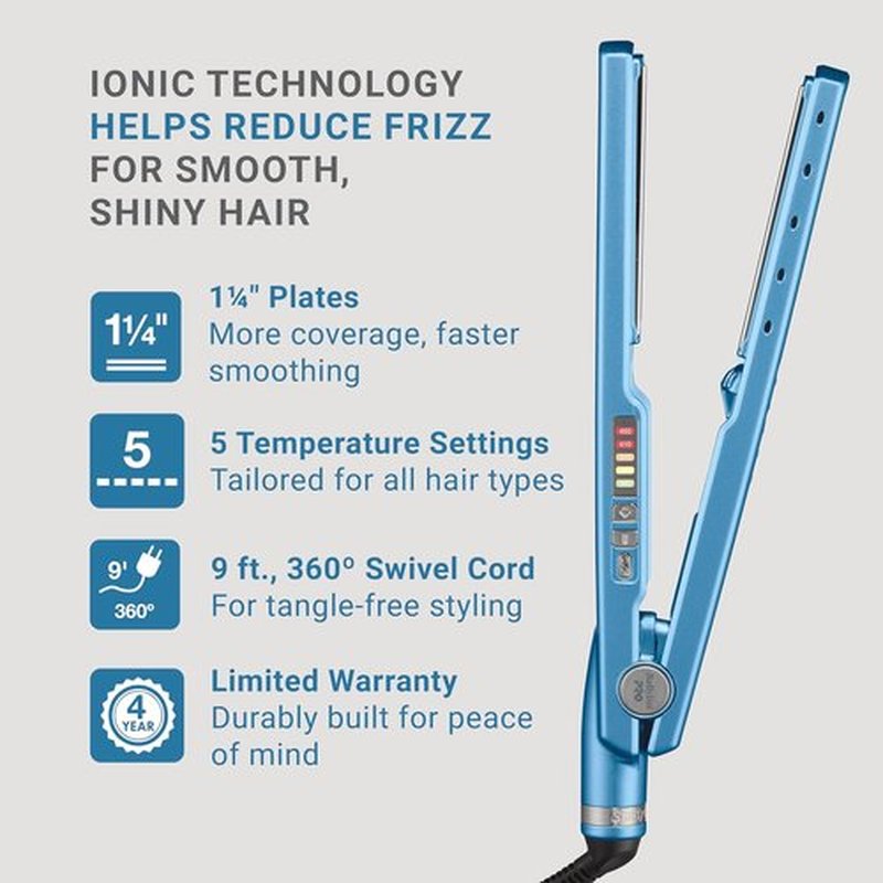 BaBylissPRO 1 1/4" Digital Ionic Flat Iron - Professional Hair Straightener with Shorter Plates