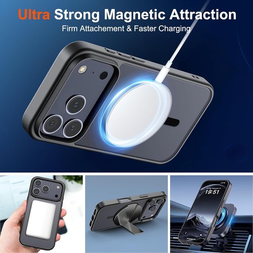 SUPFINE iPhone 17 Pro Max Case - Military Grade Drop Protection | Translucent Matte Shockproof, Black