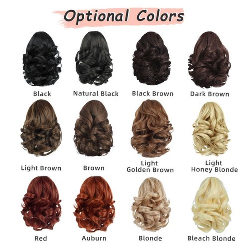 HEWEICSY Ponytail Extension, Clip on Ponytails for Women, 9" Claw Clip in Short Curly Wavy Pony Hair Extension for Women - Natural Black