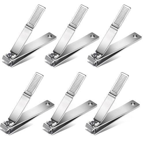 6 Pieces Straight Nail Clippers for Thick Nails Edge Toenails Clippers Stainless Steel Nails Cutters Heavy Duty Fingernail Clipper for Men Women