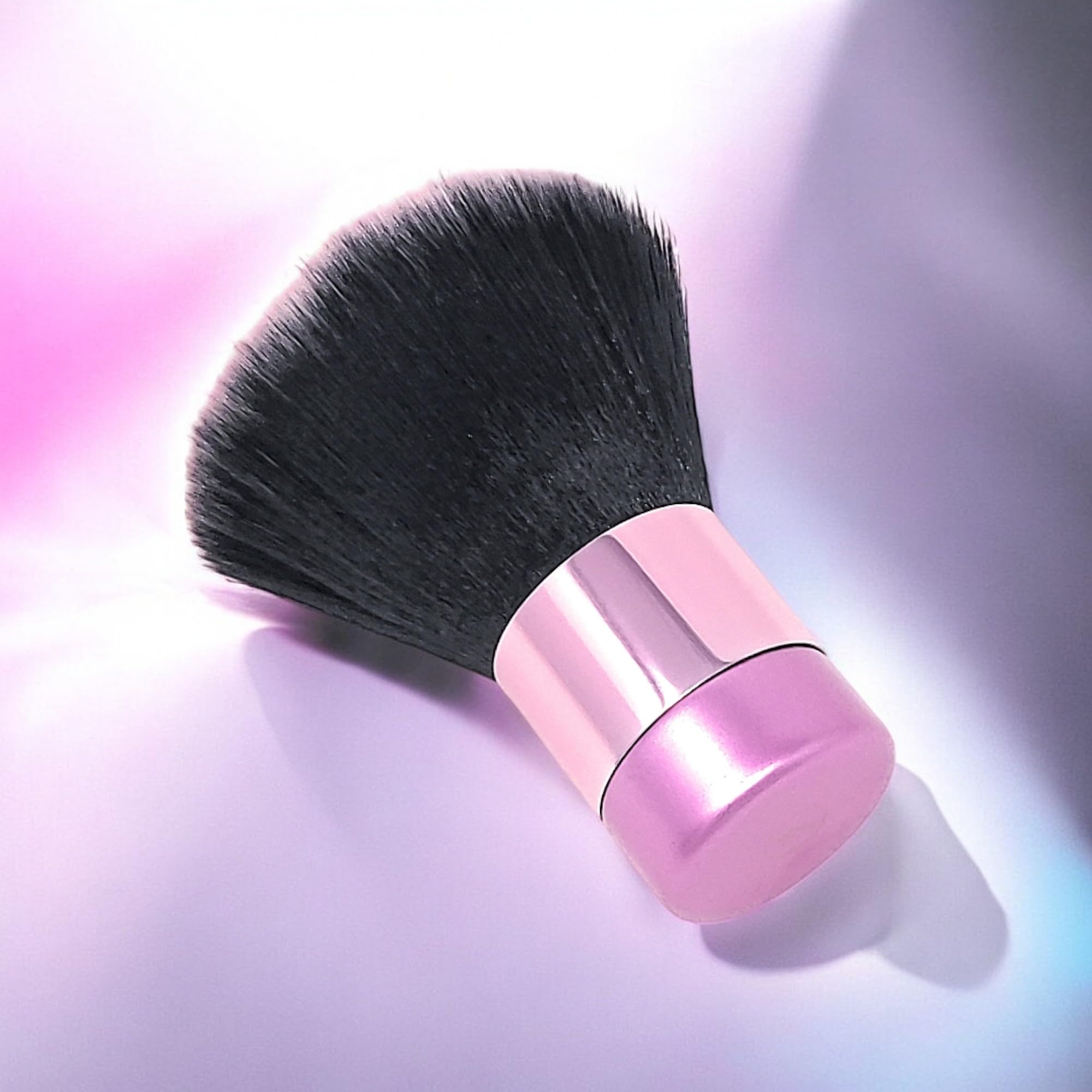 Luxurious and Large Ultra Soft Fluffy Powder Brush, Multipurpose Face, Body, Barber and Beauty Tool, with wooden base Soft Kabuki Brush by BevyGold (Violet)