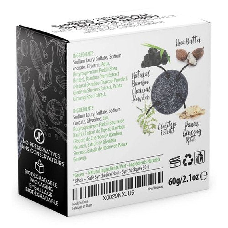Skiennix Solid Shampoo Bar - 100% Organic Hair Soap with Natural Oils | Bamboo Charcoal, Eco-Friendly