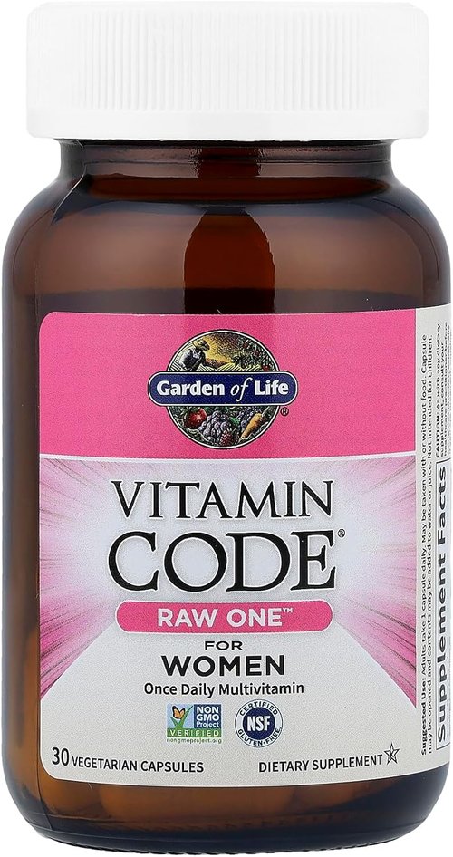 Garden of Life Multivitamin for Women - Vitamin Code Raw One, Whole Food Probiotics, 30 Capsules