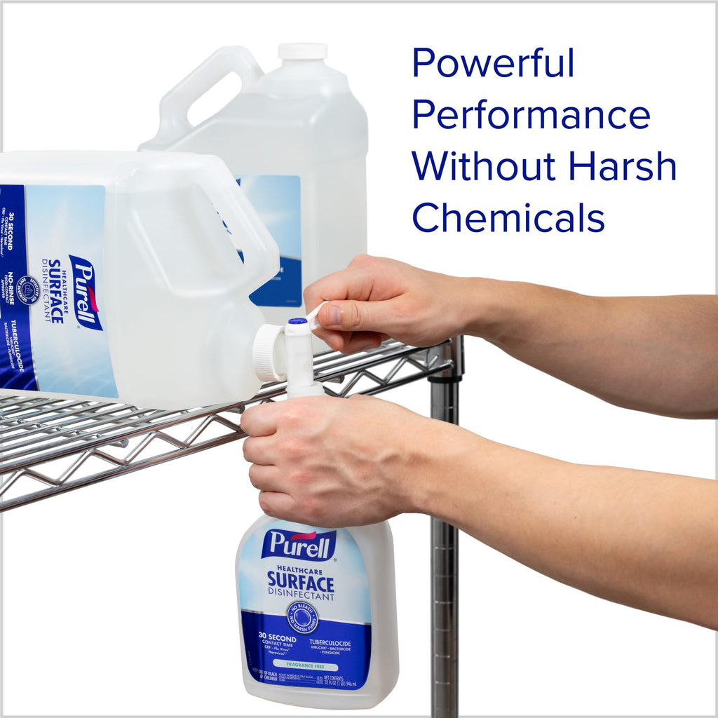 Purell Healthcare Surface Disinfectant, Fragrance Free, 1 Gallon Surface Disinfectant Pour Bottle Refill - 4340-04, 128.0 fl oz, Clear (Pack of 4)