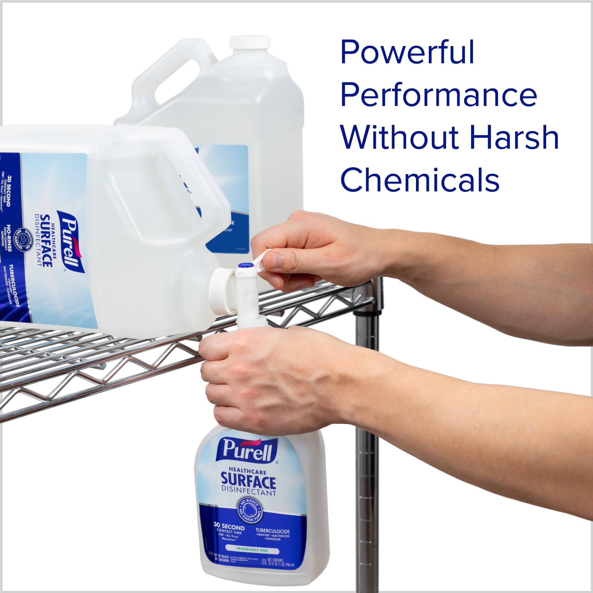 Purell Healthcare Surface Disinfectant, Fragrance Free, 1 Gallon Surface Disinfectant Pour Bottle Refill - 4340-04, 128.0 fl oz, Clear (Pack of 4)