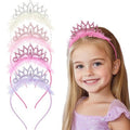 OAOLEER 4 PCS Princess Crown Headbands for Girls, Rhinestone Tulle Hairbands for Girls Toddler Tiara Crown Hair Accessories for Birthday, Party, Proms